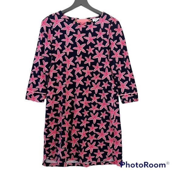 CROWN & IVY Starfish Print Knit Shift Dress with Back Bow Detail Size Small - Picture 1 of 12